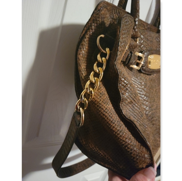 Michael Kors Python Snakeskin Chain Satchel Tote - Picture 8 of 13